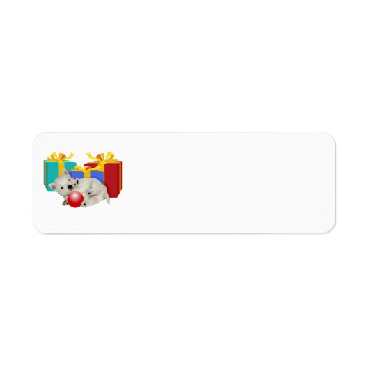 ウェスティーの子犬のクリスマス遊び時間 ラベル (正面)