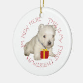 ウェスティーの子犬の最初のクリスマス セラミックオーナメント (左)