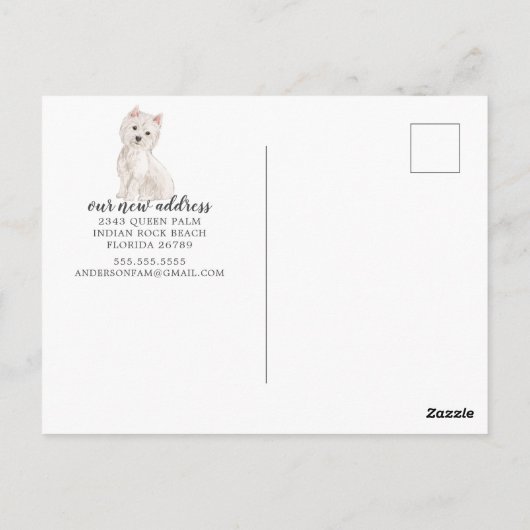 ウェスティーの引越し案内はがき ポストカード (裏面)