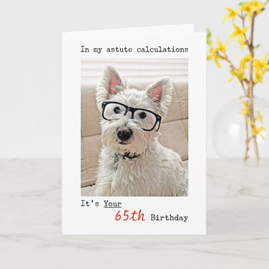 ウェスティーの計算、65誕生日 カード (黄色い花)