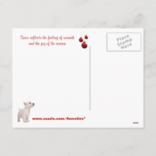 ウェスティーは自分に小さなメリークリスマスを持っている シーズンポストカード (裏面)