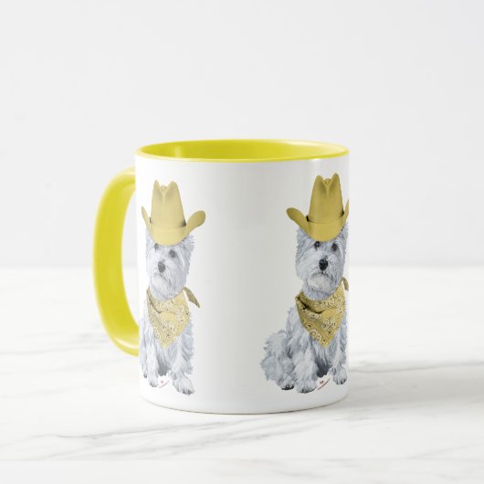 ウェスティーカウボーイインイエロー マグカップ (正面左)