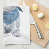 ウェスティーカウボーイインブルー キッチンタオル (四つ折り)