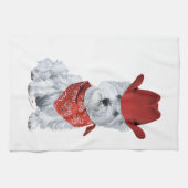 ウェスティーカウボーイ・イン・レッド キッチンタオル (横)