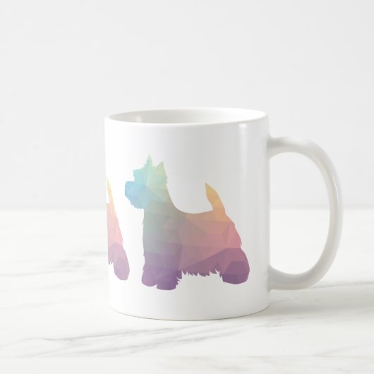 ウェスティーカラフルジオメトリックパターンシルエットドッグ コーヒーマグカップ (右)