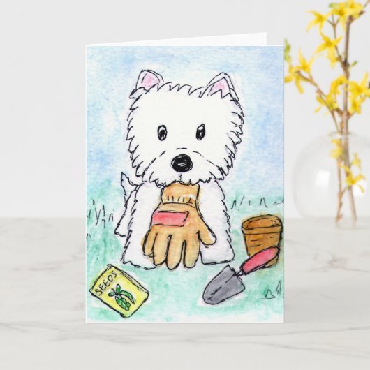 ウェスティーガーデニングカードの誕生日など カード (黄色い花)