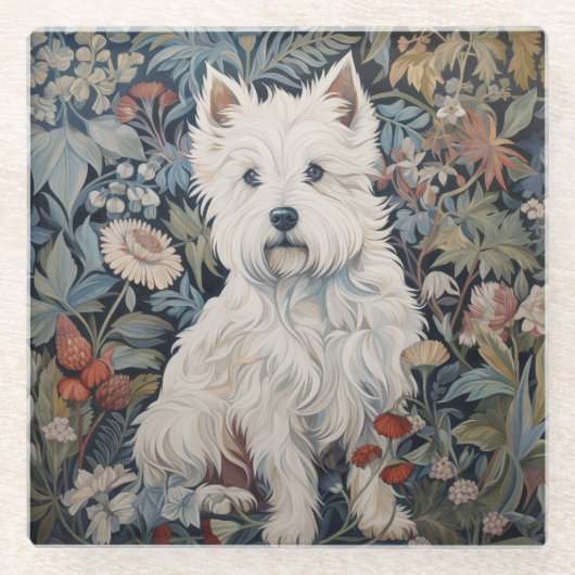 ウェスティーガーデンタペストリアムモリススタイル ガラスコースター (正面)