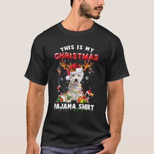 ウェスティークリスマスパジャマかわいいウエストハイランドホワイトT Tシャツ (正面)