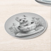 ウェスティーコースター – Wes-tea ラウンドペーパーコースター (アングル)