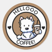 ウェスティーコーヒーキニアートステッカー ラウンドシール (正面)