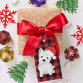 ウェスティーサンタハットバッファロープレイドホリデーデザイン ギフトタグ