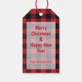 ウェスティーサンタハットバッファロープレイドホリデーデザイン ギフトタグ (裏面)