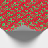 ウェスティーシルエットかわいいクリスマスドッグ&バウ赤 ラッピングペーパー (角)