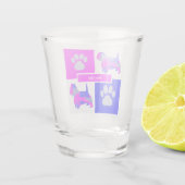 ウェスティーシルエットドッグ&ポーピンクブルースクエア ショットグラス (裏面)