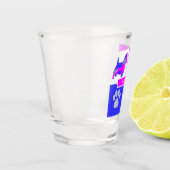 ウェスティーシルエットドッグ&ポーピンクブルースクエア ショットグラス (左)