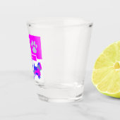 ウェスティーシルエットドッグ&ポーピンクブルースクエア ショットグラス (右)