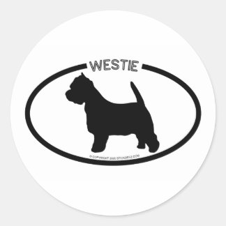 ウェスティーシルエットブラックステッカー ラウンドシール