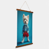 ウェスティースタイリッシュプップインDenimとスニーカー 吊り下げ型タペストリー (傾斜あり)