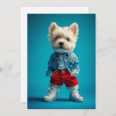 ウェスティースタイリッシュプップインDenimとスニーカー 招待状 (正面/裏面)