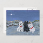 ウェスティーズとスコットランドのクリスマス シーズンポストカード (正面/裏面)