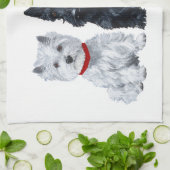 ウェスティーズとスコットランド人が一緒に キッチンタオル (折り畳み)