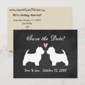 ウェスティーズの結婚式の期日を保存 案内ポストカード (正面/裏面)