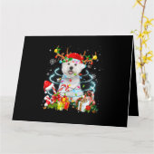 ウェスティートインディアクリスマスツリーライツパジャマドッグX カード (黄色い花)