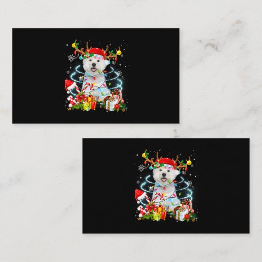 ウェスティートインディアクリスマスツリーライツパジャマドッグX 名刺 (正面/裏面)