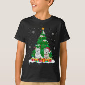 ウェスティードッグクリスマスツリーライツサンタトナディアXm Tシャツ (正面)