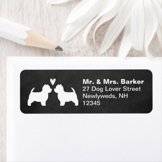 ウェスティードッグシルエットとハート差出人住所 ラベル (インサイチュ)