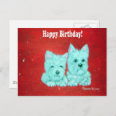 ウェスティーハッピーバースデーはがき ポストカード (正面/裏面)