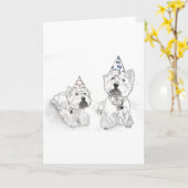 ウェスティーハッピーバースデー カード (黄色い花)