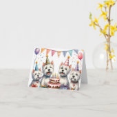 ウェスティーバースデーパーティーのグリーティングカード カード (黄色い花)