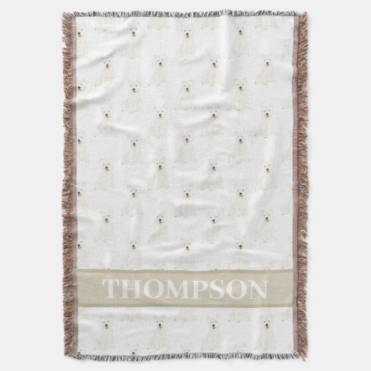 ウェスティーパーソナライズされたウエストハイランドテリアピンク スローブランケット (正面縦)