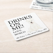 ウェスティーパーソナライズされたウエストハイランドテリア結婚ズ スクエアペーパーコースター (アングル)