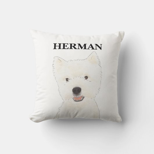 ウェスティーパーソナライズされたウエストハイランドテリア クッション (正面)