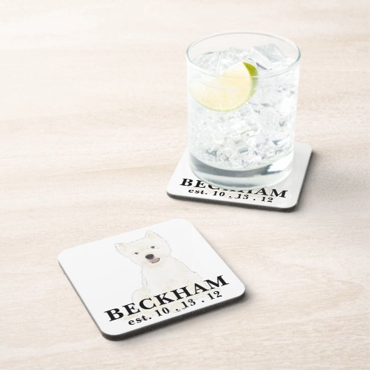 ウェスティーパーソナライズされたウエストハイランドテリア コースター (右側)