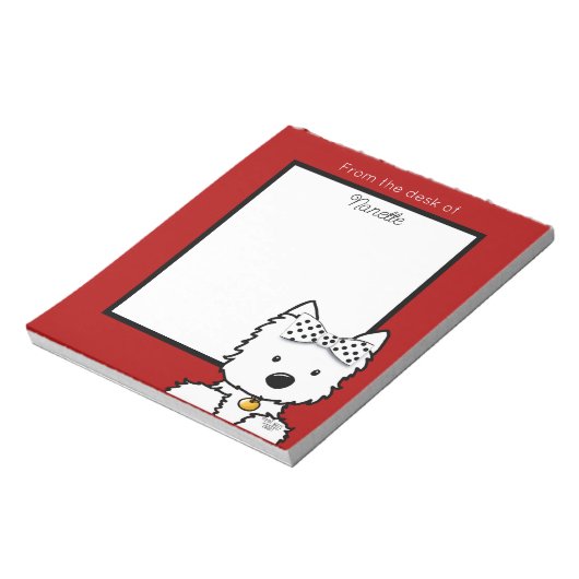 ウェスティーパーソナライズされたガール ノートパッド (回転)