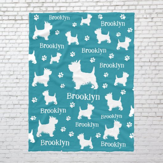 ウェスティーブランケットパーソナライズされたウエストハイランドテリア フリースブランケット