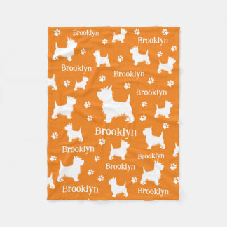 ウェスティーブランケットパーソナライズされたウエストハイランドテリア フリースブランケット