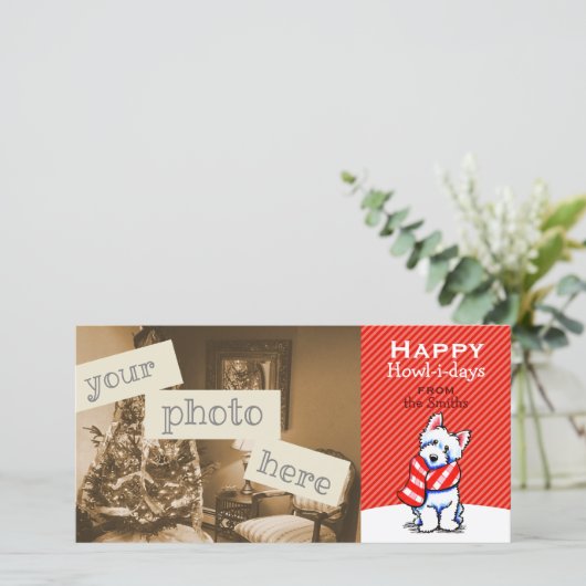 ウェスティープレイドスカーフクリスマスモダンレッド シーズンカード (スタンド正面)