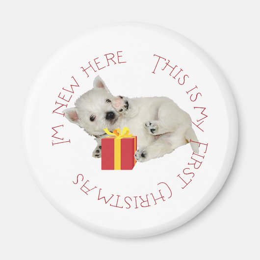 ウェスティー子犬の最初のクリスマス マグネット (正面)