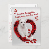 ウェスティー愛する鼻の付く子犬のハグバレンタイン シーズンポストカード (正面/裏面)