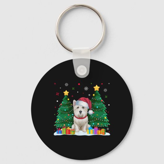 ウェスティー愛犬家サンタハット醜いクリスマスセーター キーホルダー (正面)