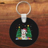 ウェスティー愛犬家サンタハット醜いクリスマスセーター キーホルダー (正面)