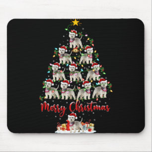 ウェスティー犬 クリスマス ライト サンタ ウェスティー クリスマスツリー マウスパッド