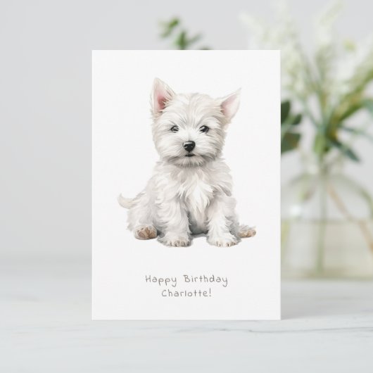 ウェスティー生意気な子犬かわいい誕生日カードパーソナライズ (スタンド正面)