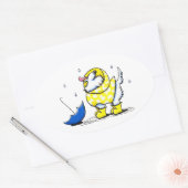 ウェスティー雨の日 楕円形シール (封筒)