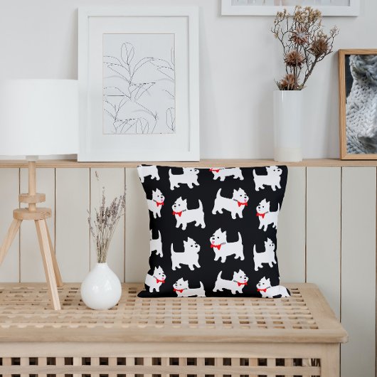 ウェスティー – ウェスト・ハイランド・テリアの弓タイ クッション