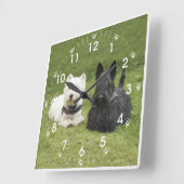 ウェスティー&スコッチグリーングラス スクエア壁時計 (傾斜)